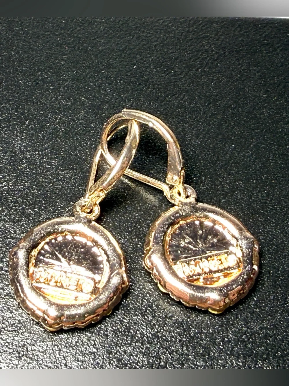 Monet Elegant Gold-Tone Pink Glitter Drop Earrings